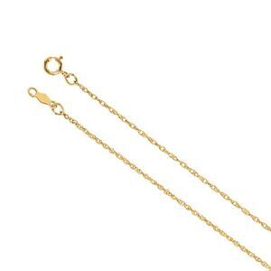 1mm 14k Yellow Gold Solid Loose Rope Chain Necklace, 20 Inch